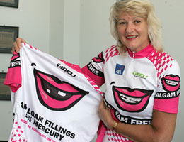 MECURY MISSION: Juliet Pratt completed the Lake Taupo Cycle Challenge to raise awareness of her anti-amalgam campaign.